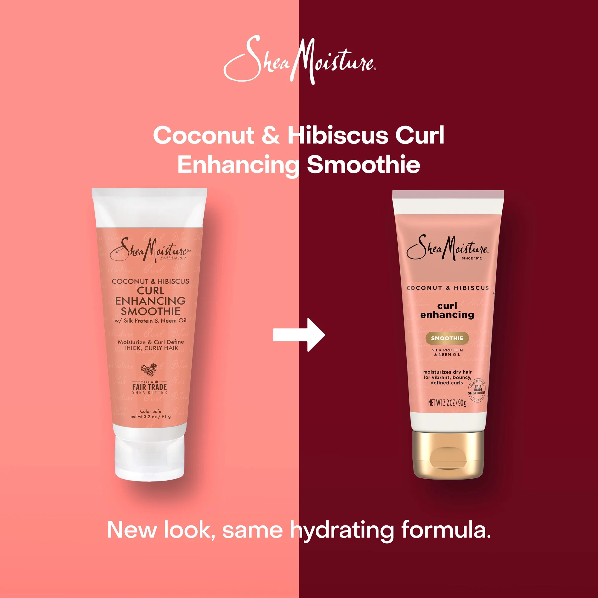 SheaMoisture Coconut & Hibiscus Curl Enhancing for Thick, Curly Hair Smoothie to Reduce Frizz, 3.2 oz